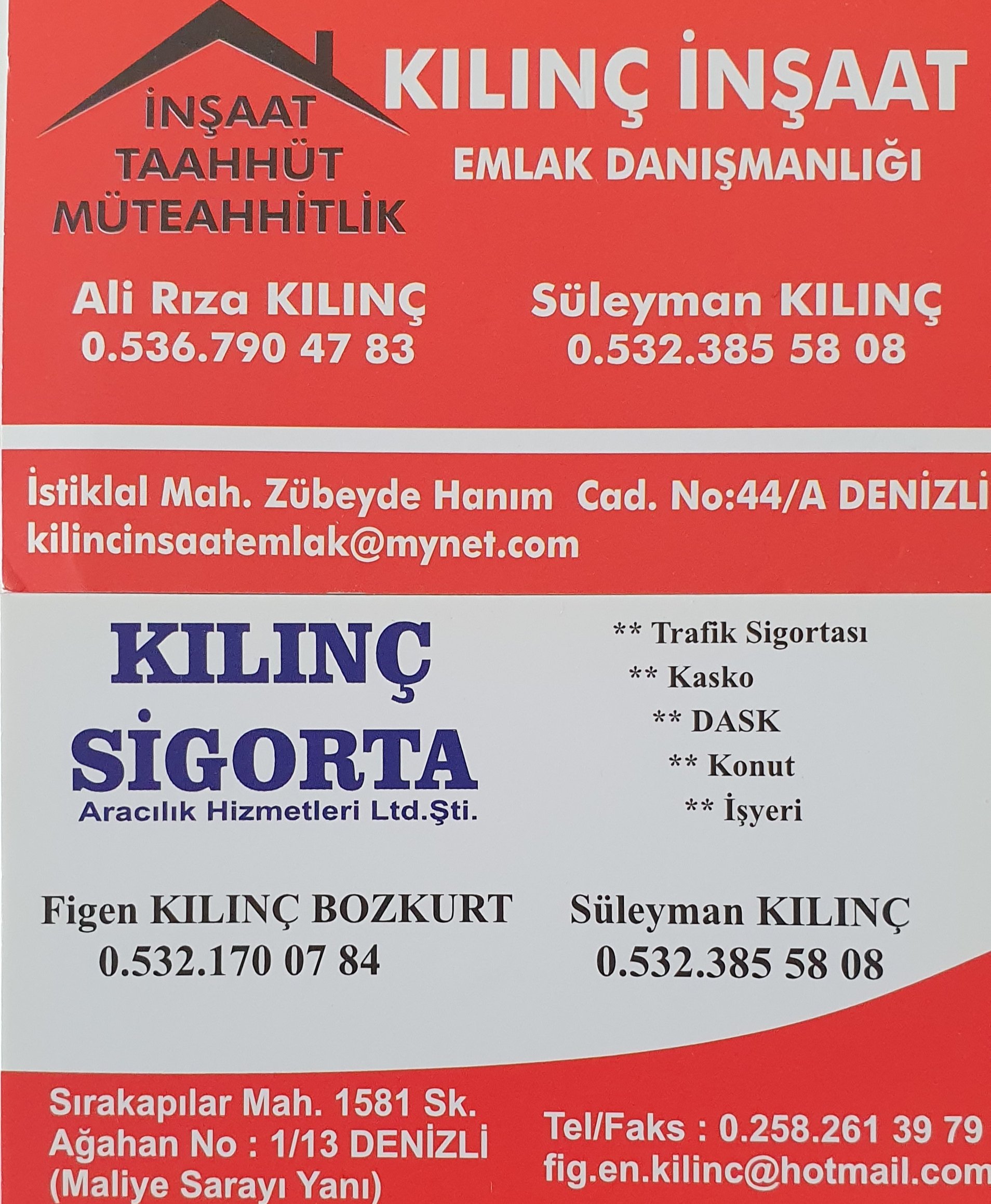 ALİ RIZA KILINÇ İNŞAAT EMLAK DANIŞMANLIĞI